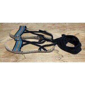 Women’s size 6 Hollister tribal ankle wrap tie espadrille sandals